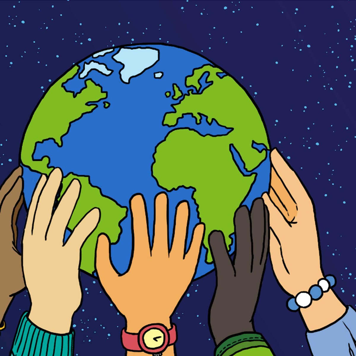 plusieurs mains tenant la terre